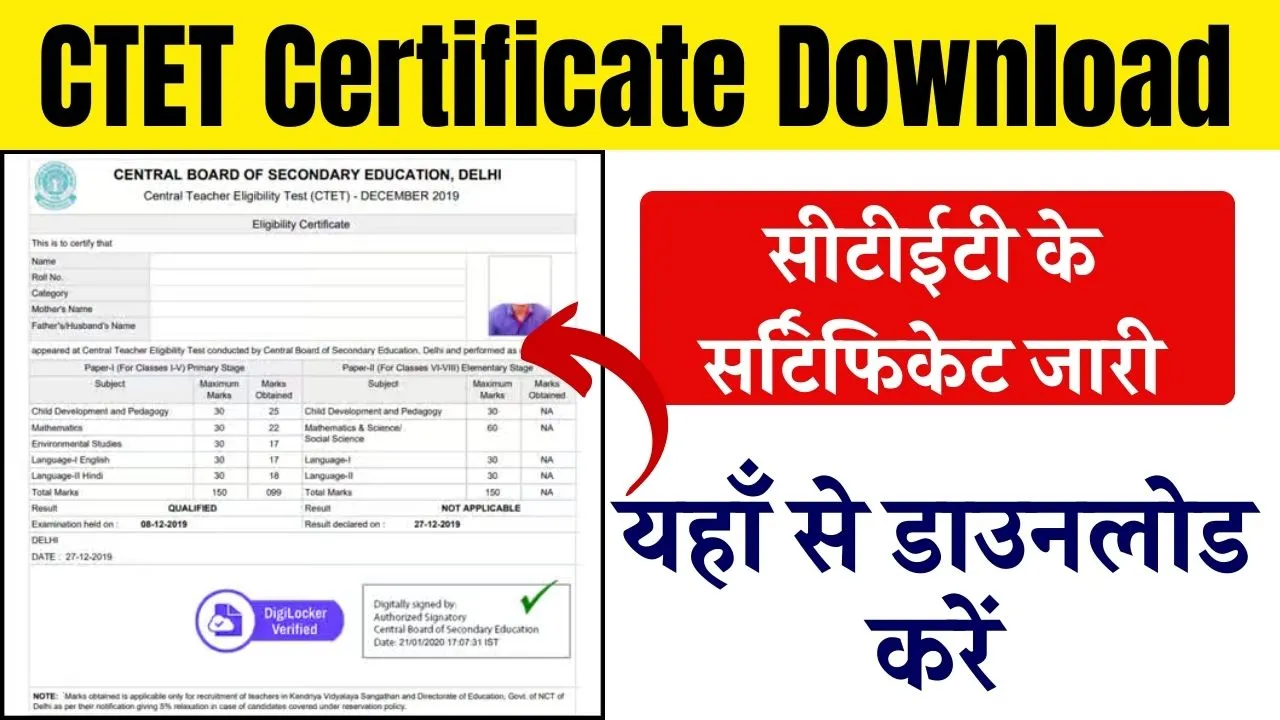 CTET Certificate Download